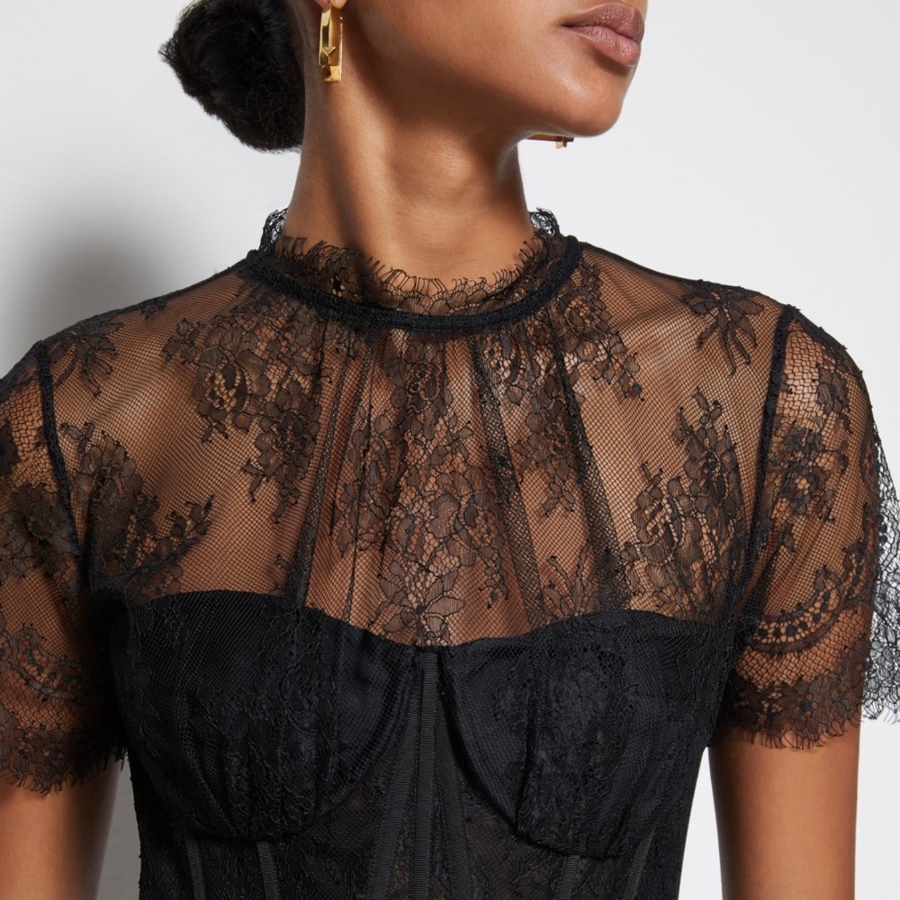 Jonathan Simkhai Kehlani Lace Panel Top US4
